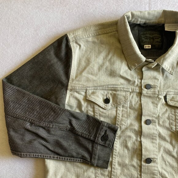 Levi's Jean Jacket Men's XL Gray Colorblock Trucker Denim Coat - Picture 7 of 14
